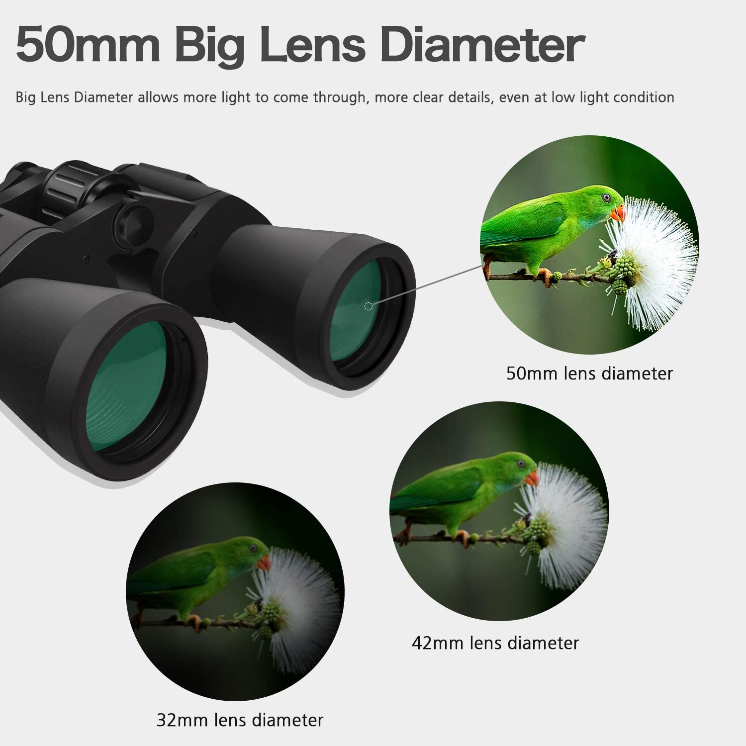 Feicosky 10 x 50 Powerful Binoculars for Adults Durable Full-Size Clear Binoculars for Bird Watching Travel Sightseeing Hunting Wildlife Watching Outdoor Sports Games and Concerts