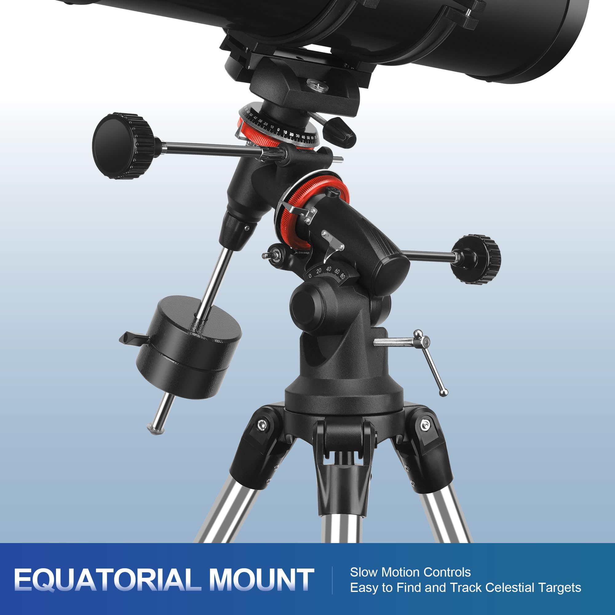 Feicosky Telescope, 150EQ Reflector Telescope for Adults Astronomy Beginners, Manual Equatorial Professional Telescopes Astronomy with 2X Barlow Lens, Phone Adapter, Adjustable Tripod and Moon Filter