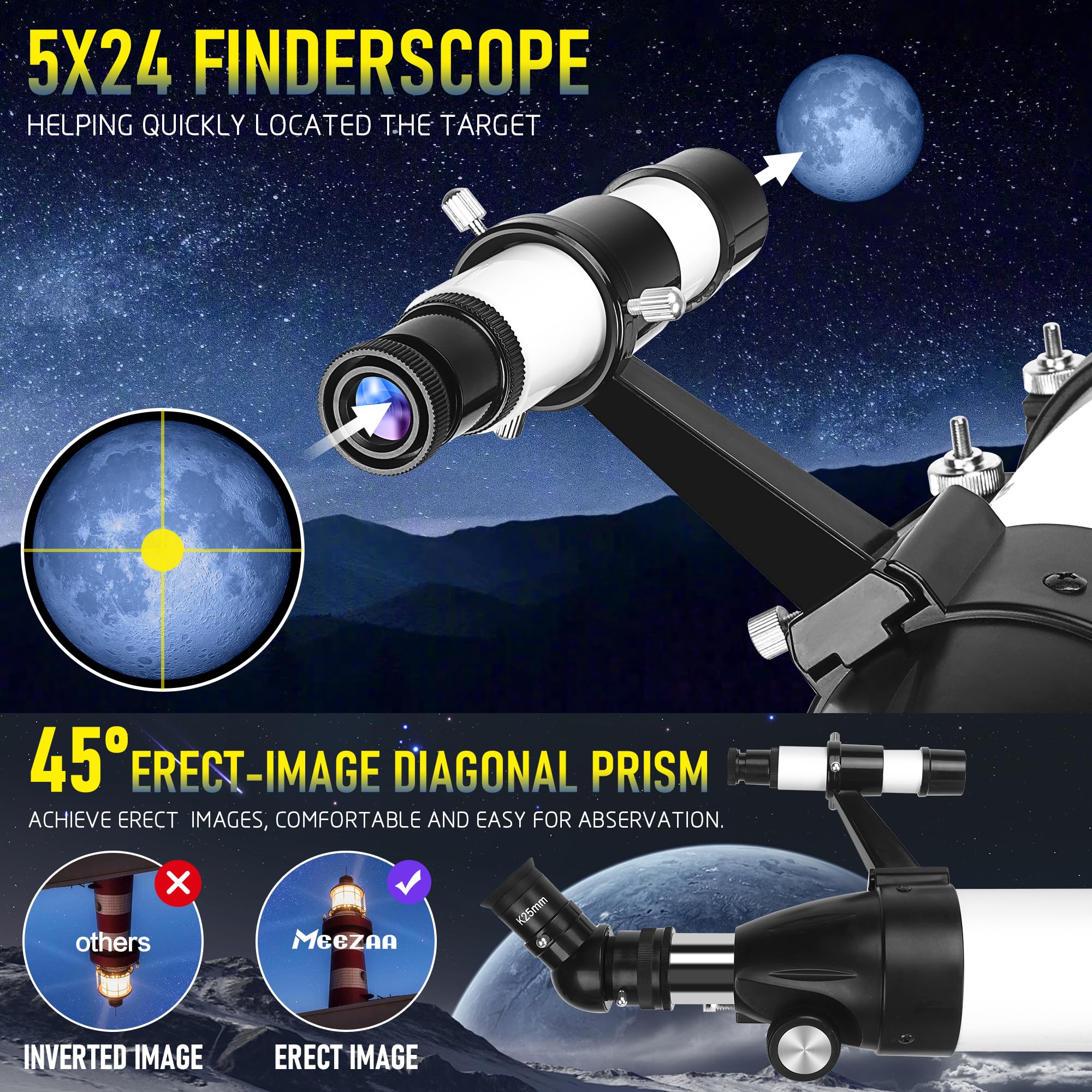 Feicosky Telescope, Astronomy Telescope for Adults High Powered, 90mm Aperture 800mm Professional Refractor Telescopes for Kids & Beginners, Multi-Coated High Transmission with Phone Adapter Carry Bag